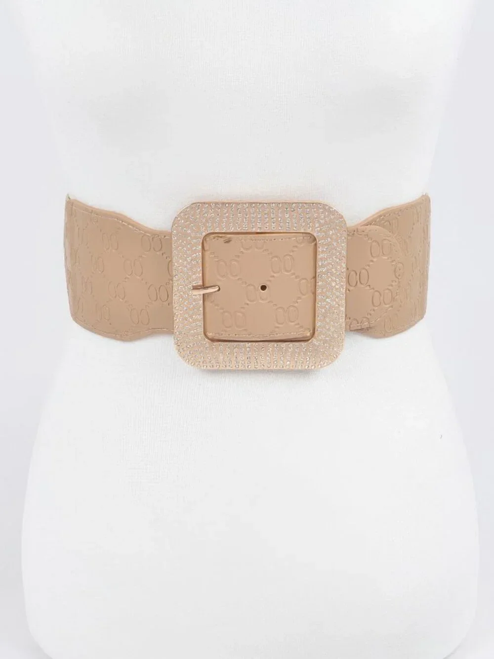 Big Rhinestone Buckle Embossed Plus Size Belt